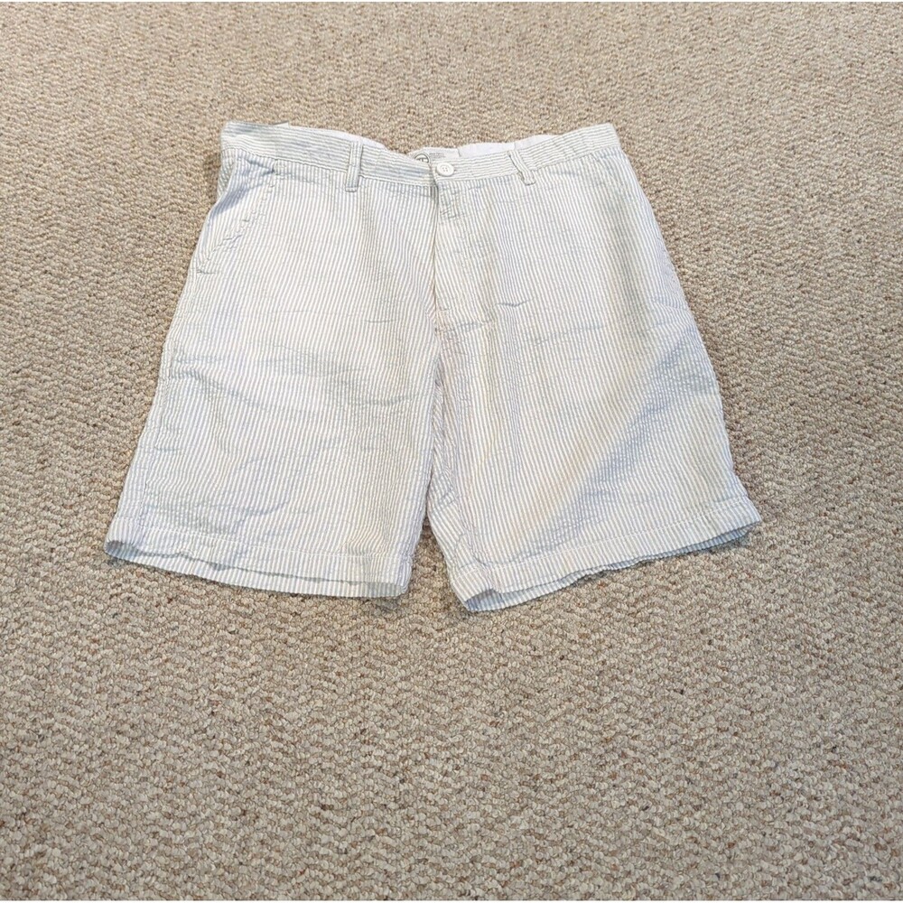 Jordan Craig Seersucker Shorts Mens 36 Gray White Stripe Beach Coastal Resort